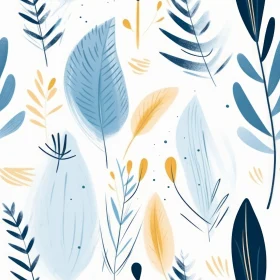 Hand-Drawn Floral Pattern in Blue and Green