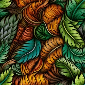 Hand-drawn Green Leaves Seamless Pattern for Tropical Background