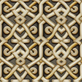 Intricate Geometric Gold Pattern on Dark Brown Background