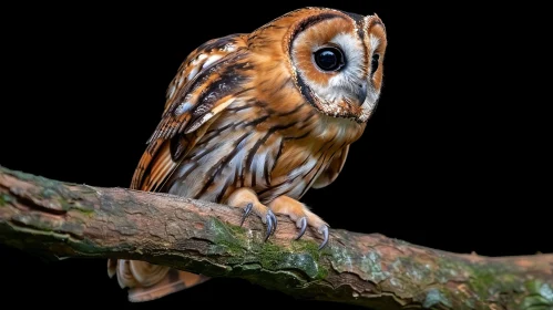 Majestic Tawny Owl Perched in Darkness