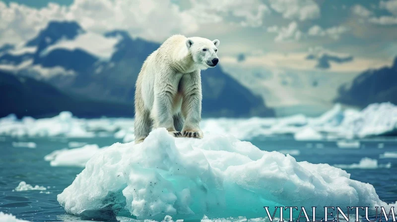 Polar Bear on Ice Floe in Arctic AI Image