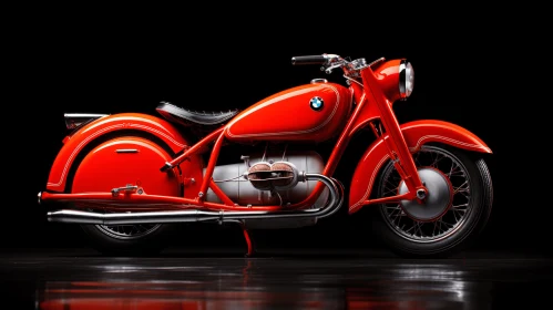 Shiny Red Vintage Motorcycle: Timeless Elegance and Machine Age Aesthetics