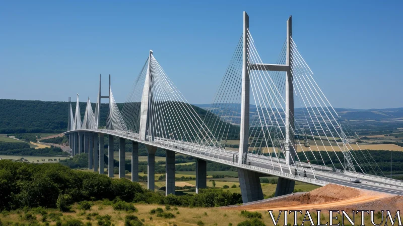 Captivating Bridge Over a Verdant Valley - Awe-Inspiring View AI Image