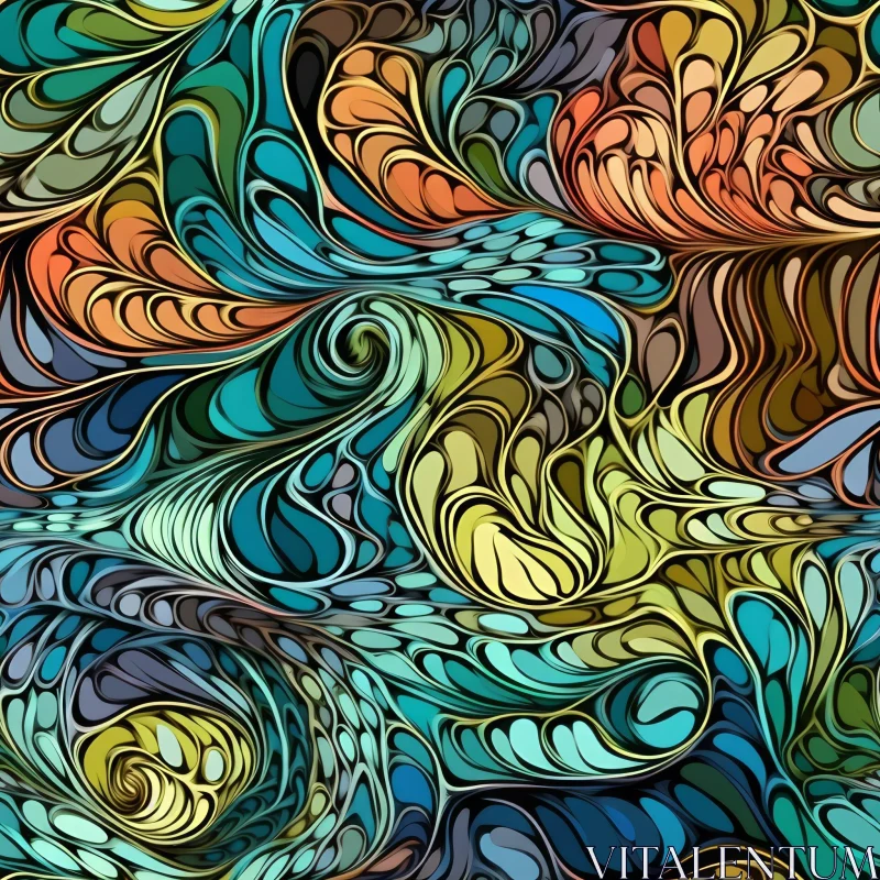 Colorful Abstract Painting with Flowing Patterns AI Image
