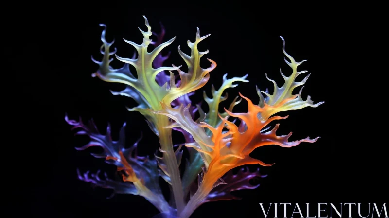 Colorful Plant Close-Up: Intricate Branches and Dramatic Lighting AI Image