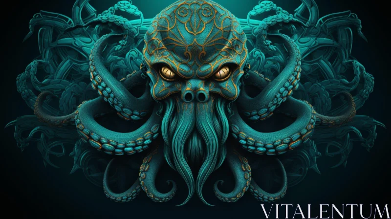 Eerie and Realistic Octopus Illustration AI Image