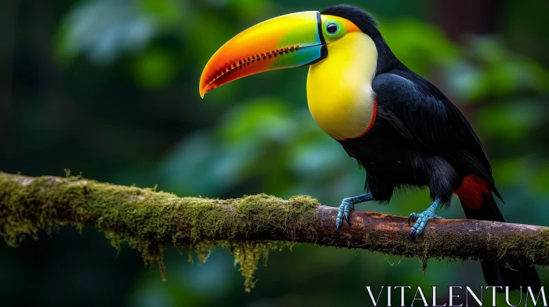 Graceful Toucan on Branch - Colorful Wildlife Photography AI Image