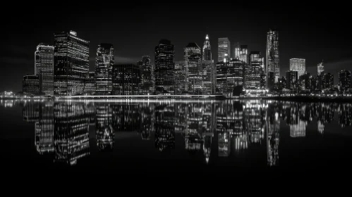 Manhattan Skyscrapers Night View