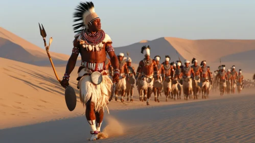 Powerful African Warriors in Traditional Dress | Desert Landscape