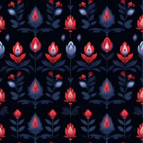 Red and Blue Flowers Seamless Pattern