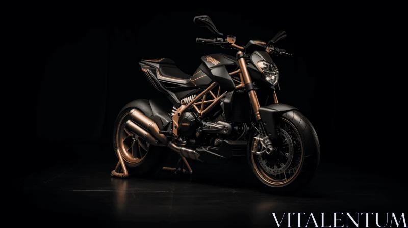 Sleek Black Motorcycle - Bronze Accents - 32k UHD - Monza AI Image