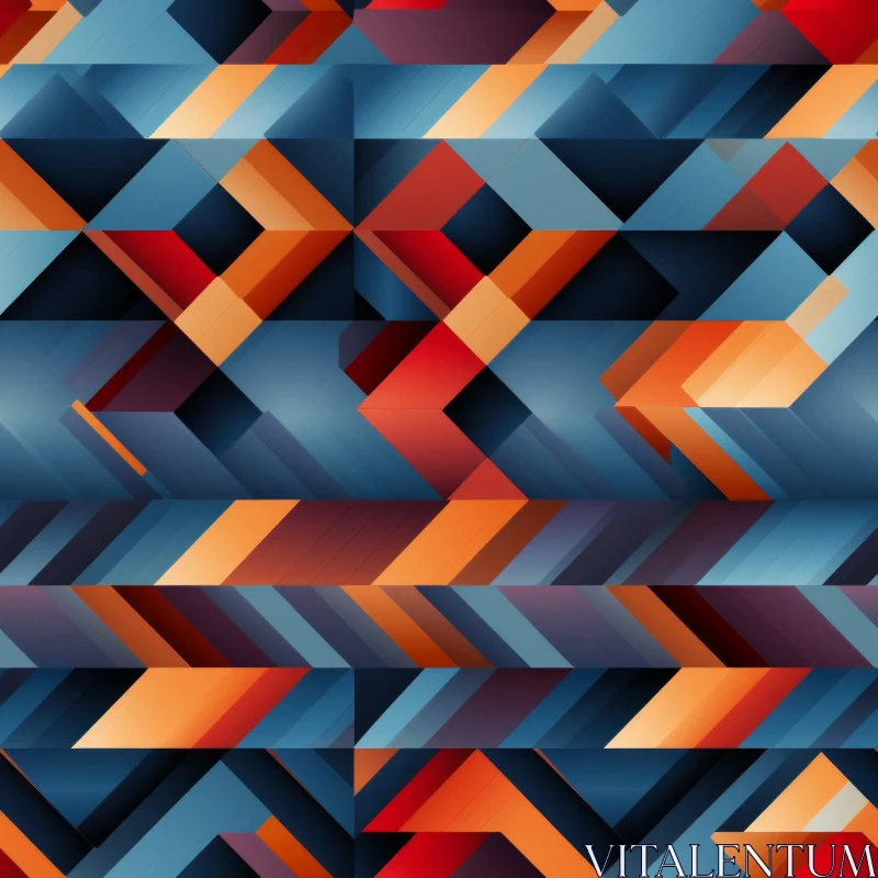 Vivid Geometric Pattern in Blue, Orange, and Red AI Image