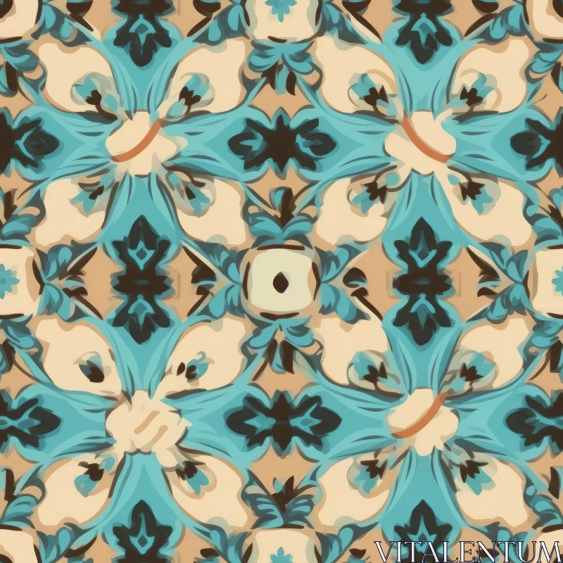 Watercolor Floral Seamless Pattern | Beige Background AI Image