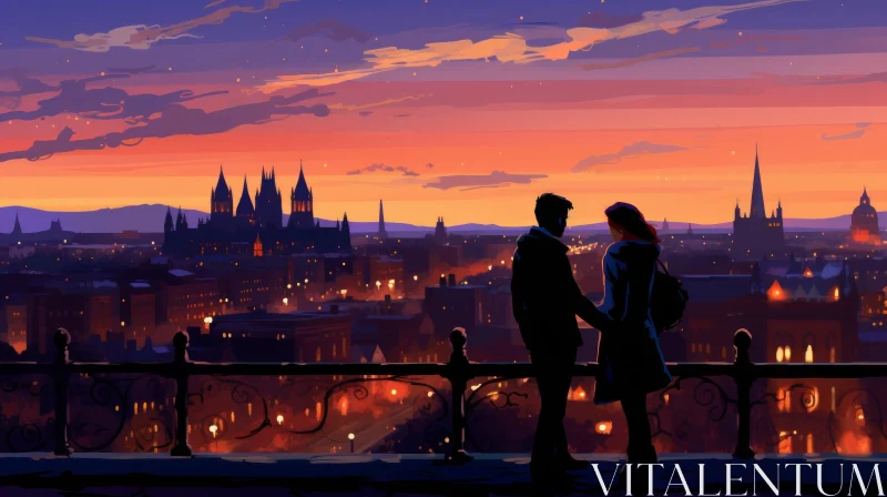 AI ART Beautiful Cityscape Painting at Sunset