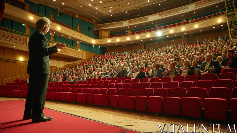 Captivating Speech in a Grand Auditorium AI Image
