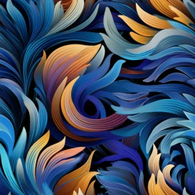 Colorful Abstract Leaves Pattern on Black Background
