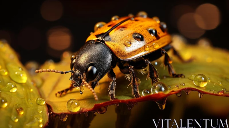 Intriguing Ladybug Close-up on Leaf AI Image