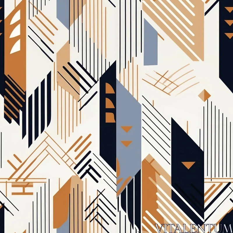 Modern Geometric Pattern in Brown, Black, White AI Image