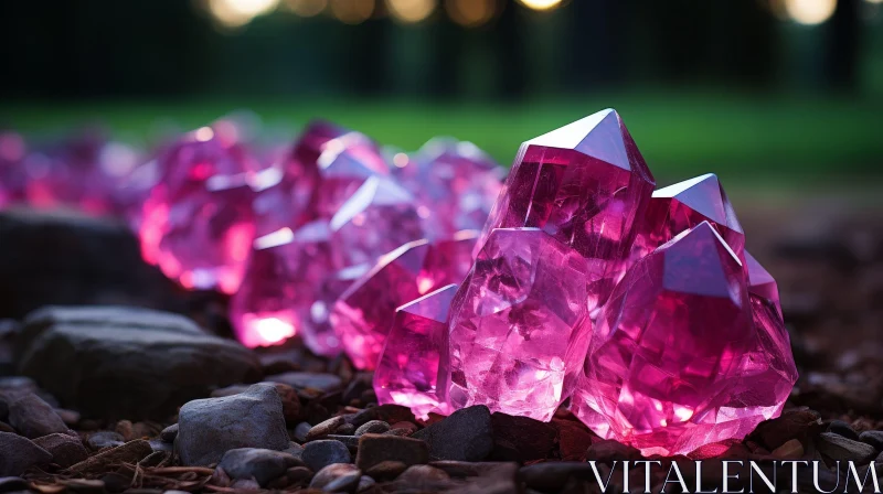 Pink Crystals Illuminated - Abstract Art AI Image