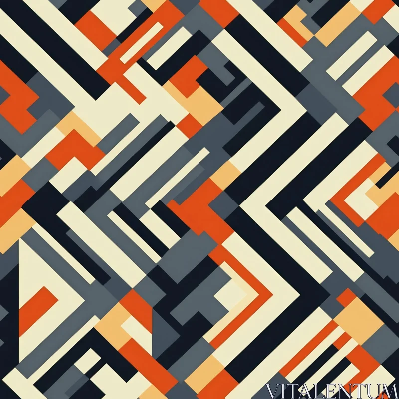 Retro Geometric Pattern in Orange, Yellow, Gray, Black AI Image