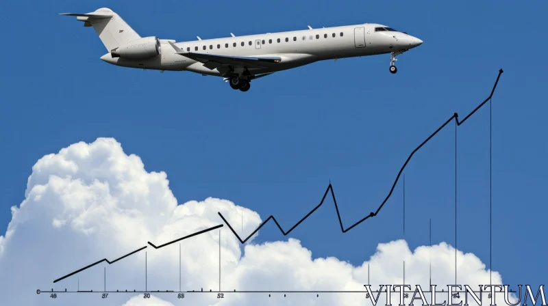A Modern White Private Jet Soaring Through the Blue Sky AI Image