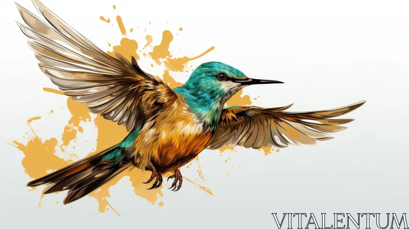 AI ART Beautiful Watercolor Bird Drawing