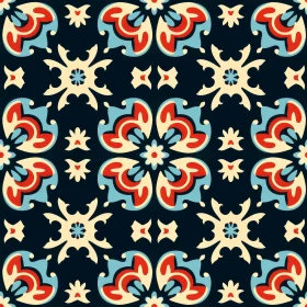 Colorful Floral Tiles Pattern - Traditional Spanish Design