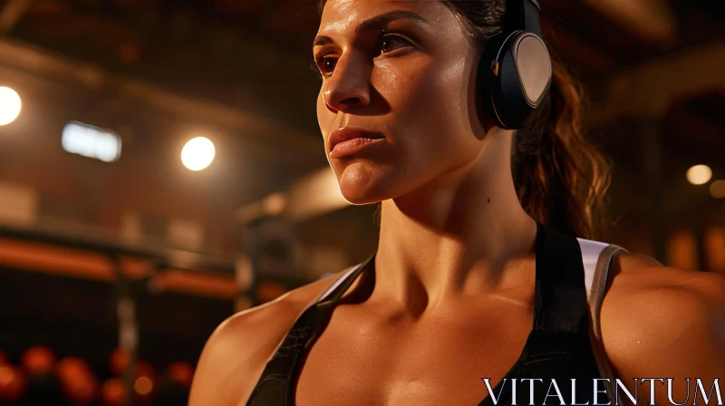 AI ART Determined Woman Working Out in Gym