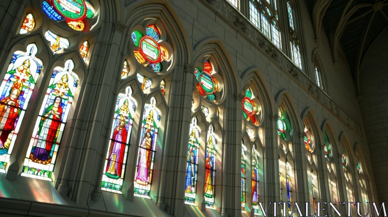 Exquisite Stained Glass Window in a Church | Captivating Design AI Image