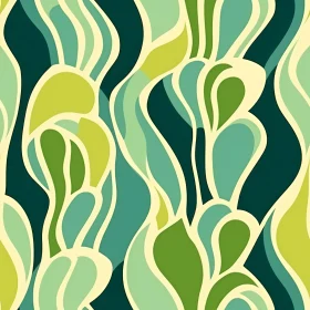 Fluid Organic Vector Pattern in Green and Blue