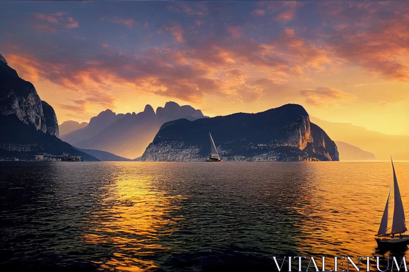 Majestic Mountains and Serene Waters: Captivating Italian Landscapes AI Image