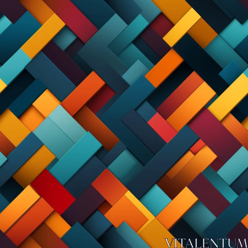 AI ART Modern Geometric Pattern Design in Blue, Orange, and Red