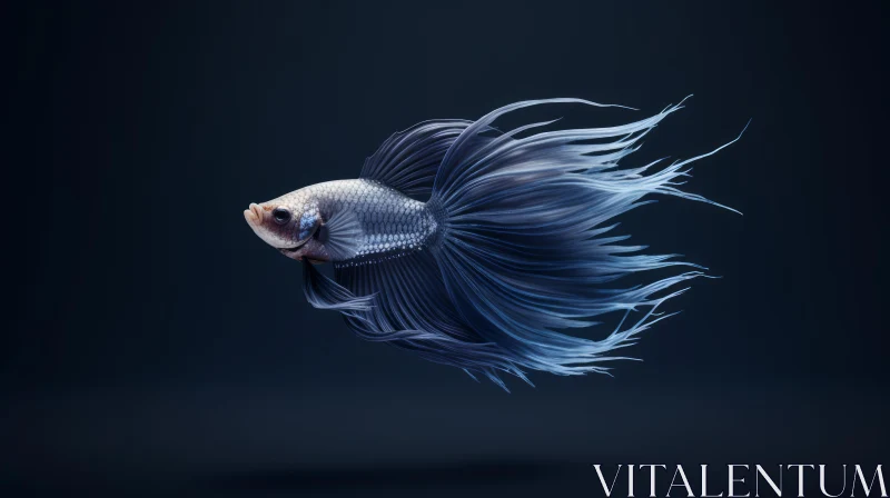 Realistic 3D Betta Fish Rendering in Blue and White AI Image