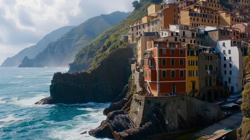 Scenic Coastal Village in Italy Overlooking the Mediterranean Sea