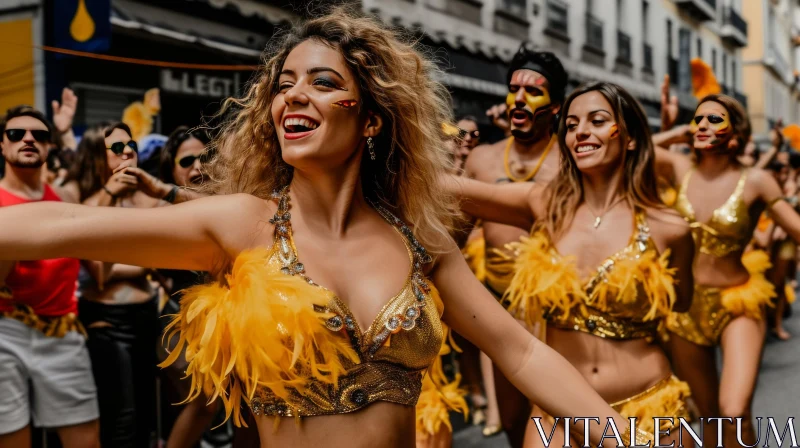 Vibrant Carnival Celebration: A Joyous Image of Dancing and Festivity AI Image