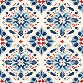 Blue and White Floral Tiles Pattern