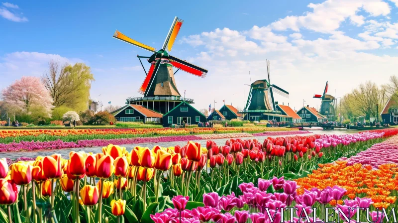 Captivating Tulip Field in the Netherlands AI Image