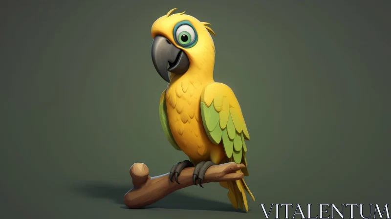 Charming Cartoon Parrot Illustration AI Image