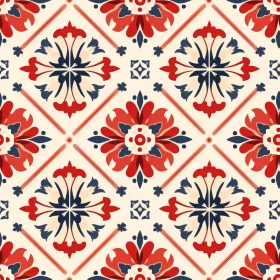 Floral Tile Pattern - Portuguese Azulejos Design