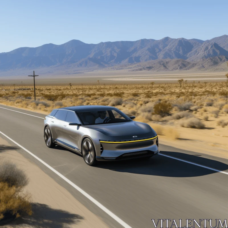 Futuristic Electric Car Driving Through the Desert | Kia AI Image