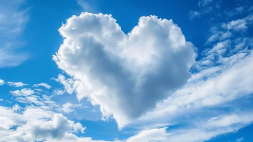 Heart-shaped Cloud in Blue Sky - Serene Nature Scene