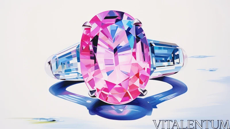 Pink Gemstone Ring Painting - Realistic Style AI Image