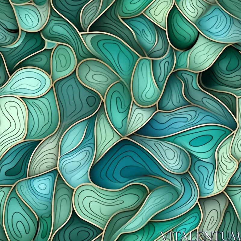 AI ART Teal and Blue Retro Waves Pattern