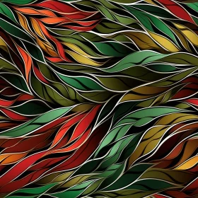 Colorful Leaves Seamless Pattern - Wavy Design