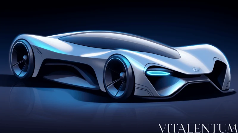 Futuristic Car Design with Neon Lights: Organic Forms and Meticulous Linework AI Image