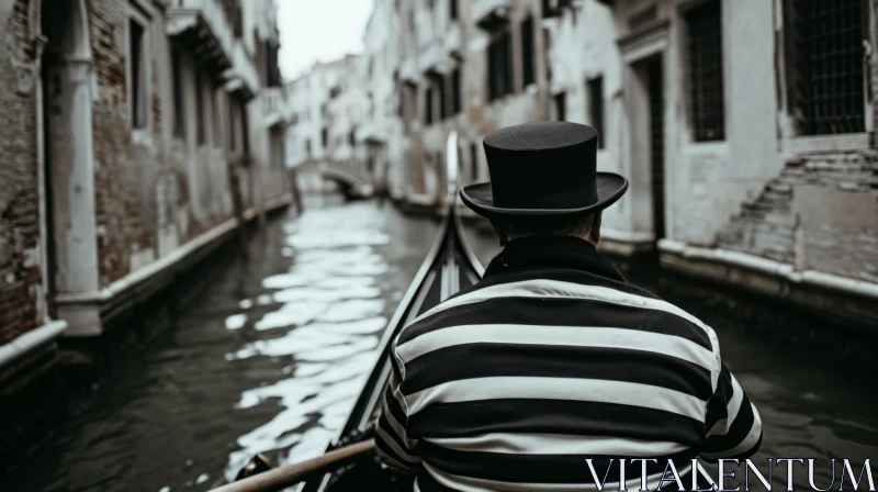 Gondolier in Venice: Navigating the Canals of Tradition AI Image