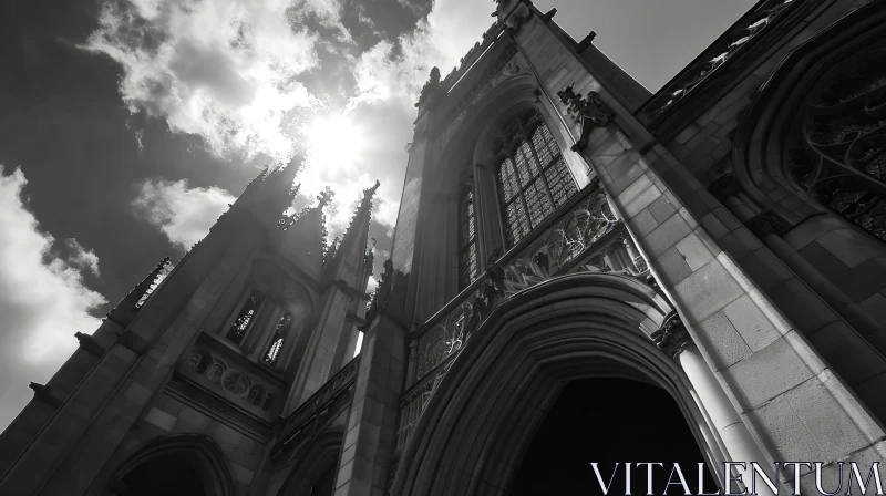 Majestic Gothic Revival Church Facade | Gray Stone Architecture AI Image