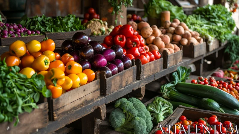 Vibrant Farmers Market: Fresh Vegetables for Sale AI Image