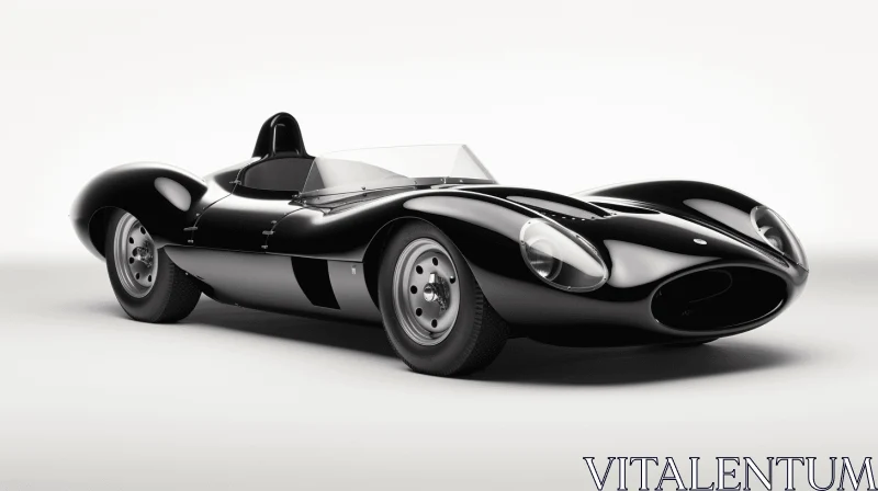 Vintage Race Car: Clean and Streamlined Design on Black Background AI Image