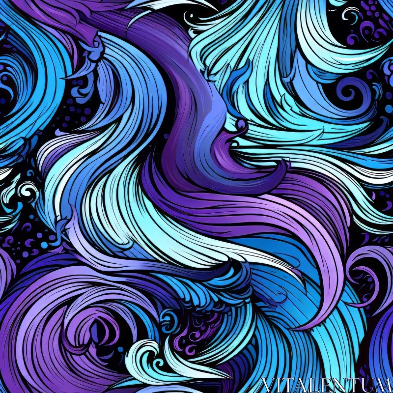 Blue and Purple Waves Seamless Pattern AI Image